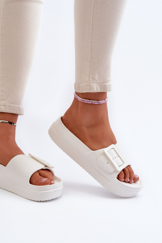 Lichte slippers met gespplatform Big Star NN274A661 witte kleur