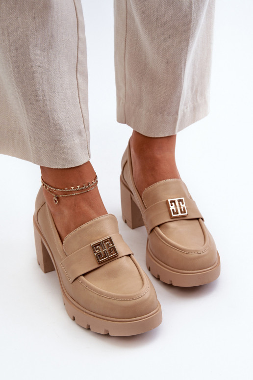 schoenen met brede hakken en ornamenten beige Ranunca schoenen met brede hakken en ornamenten beige Ranunca