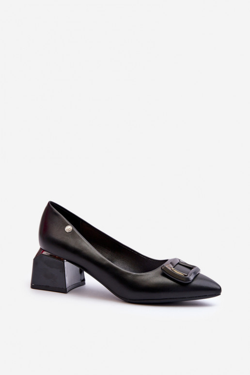 Schoenen met hakken Klocku met ornamenten Eko zwarte kleur Sarala Schoenen met hakken Klocku met ornamenten Eko zwarte kleur Sarala