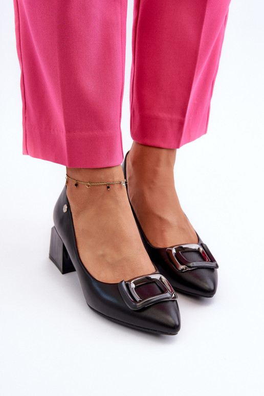 Schoenen met hakken Klocku met ornamenten Eko zwarte kleur Sarala Schoenen met hakken Klocku met ornamenten Eko zwarte kleur Sarala