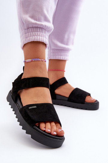 Suède sandalen met plateau Big Star NN274700 zwart