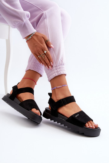 Suède sandalen met plateau Big Star NN274700 zwart 2