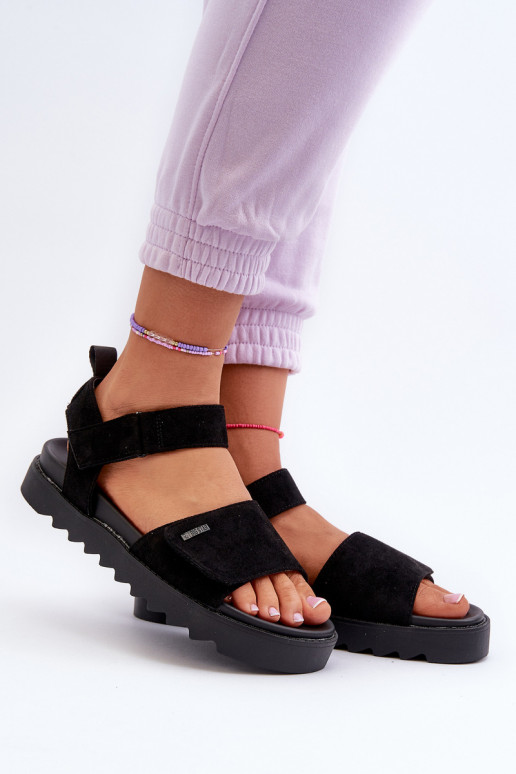 Suède sandalen met plateau Big Star NN274700 zwart