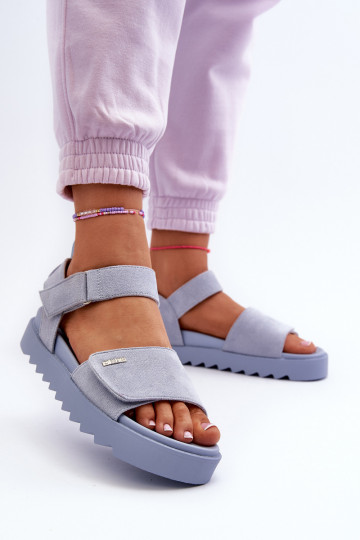 Suède sandalen met plateau Big Star NN274706 blauw