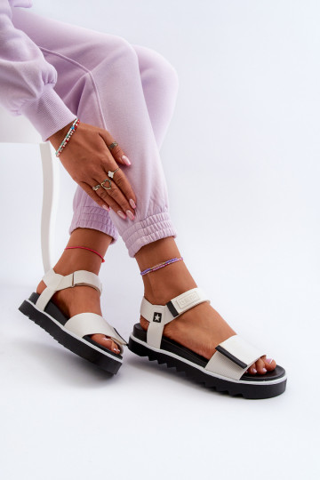 Damessandalen met platform Big Star NN274777 witte kleur 2