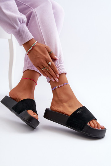 Slippers met een platform gemaakt van suède Big Star NN274A670 zwarte kleur 2