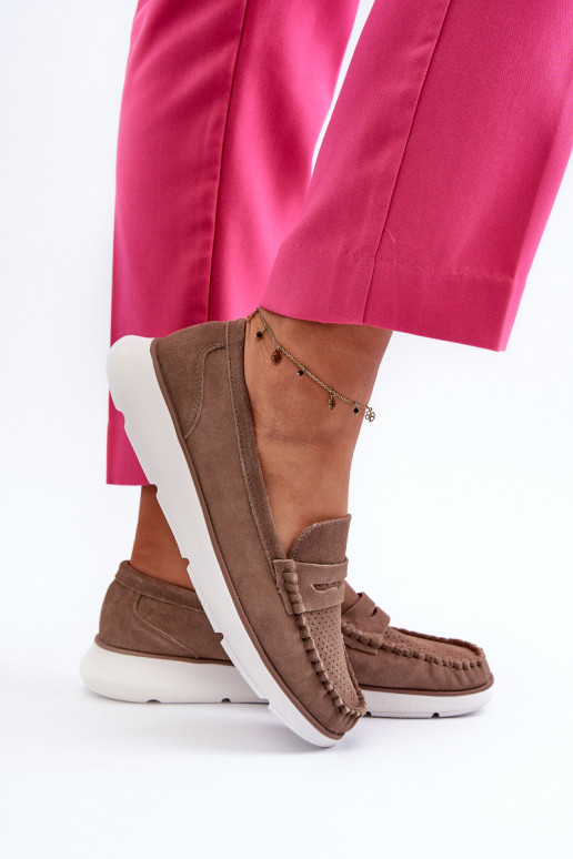 Suède mocassins met plateau Sergio Leone SP012 bruin