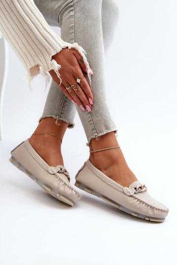 damesmocassins met ornamenten beige kleur S.Barski LR339 2