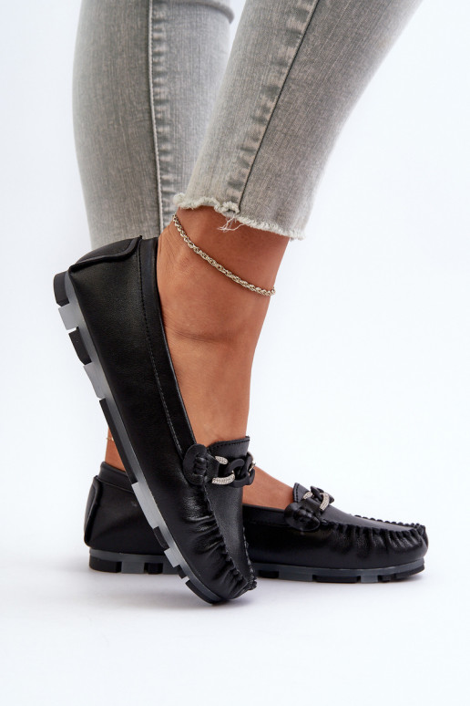 damesmocassins met ornamenten in zwarte kleur S.Barski LR339 damesmocassins met ornamenten in zwarte kleur S.Barski LR339