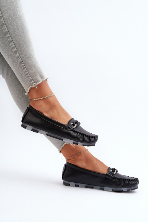 damesmocassins met ornamenten in zwarte kleur S.Barski LR339 damesmocassins met ornamenten in zwarte kleur S.Barski LR339