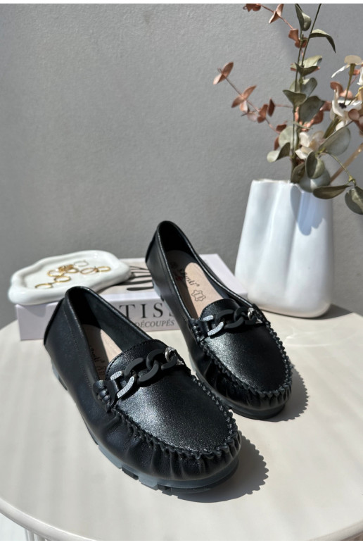 damesmocassins met ornamenten in zwarte kleur S.Barski LR339 damesmocassins met ornamenten in zwarte kleur S.Barski LR339