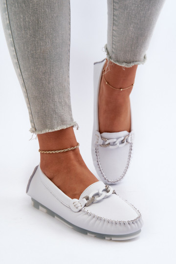 damesmocassins met ornamenten witte kleur S.Barski LR339