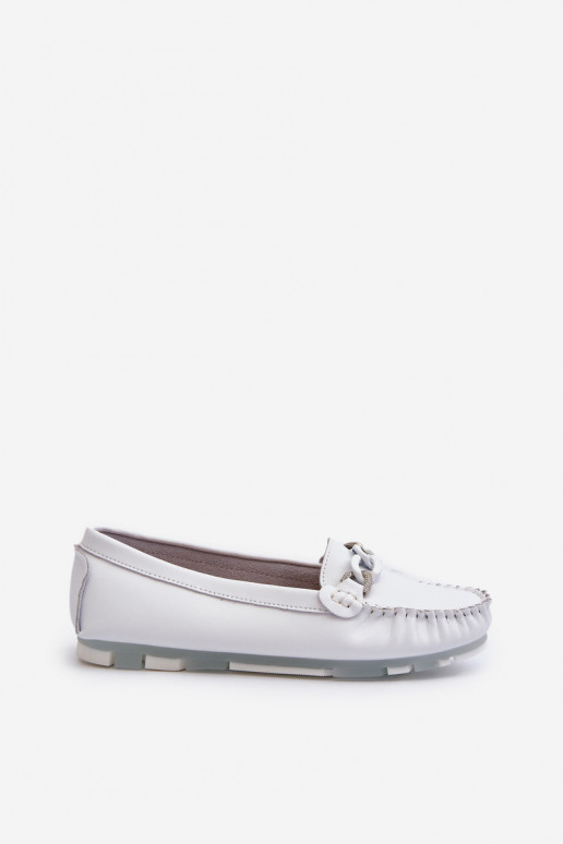 damesmocassins met ornamenten witte kleur S.Barski LR339 damesmocassins met ornamenten witte kleur S.Barski LR339