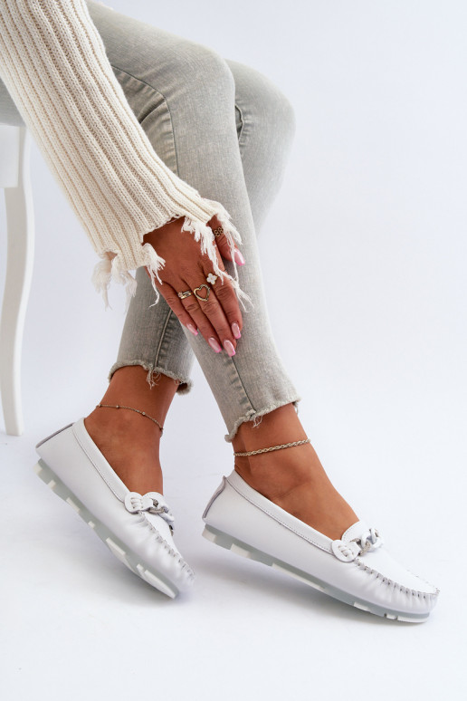 damesmocassins met ornamenten witte kleur S.Barski LR339 damesmocassins met ornamenten witte kleur S.Barski LR339