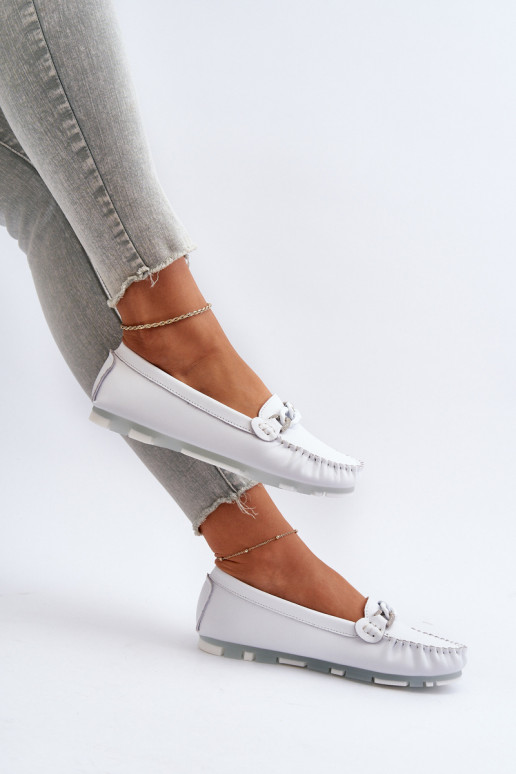 damesmocassins met ornamenten witte kleur S.Barski LR339 damesmocassins met ornamenten witte kleur S.Barski LR339