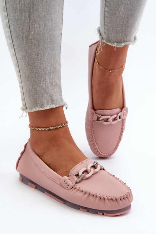 damesmocassins met ornamenten roze kleur S.Barski LR339 damesmocassins met ornamenten roze kleur S.Barski LR339