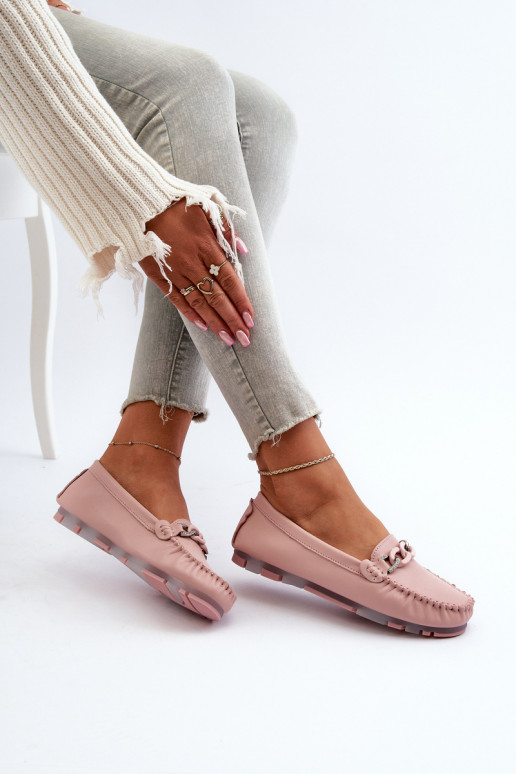 damesmocassins met ornamenten roze kleur S.Barski LR339 damesmocassins met ornamenten roze kleur S.Barski LR339