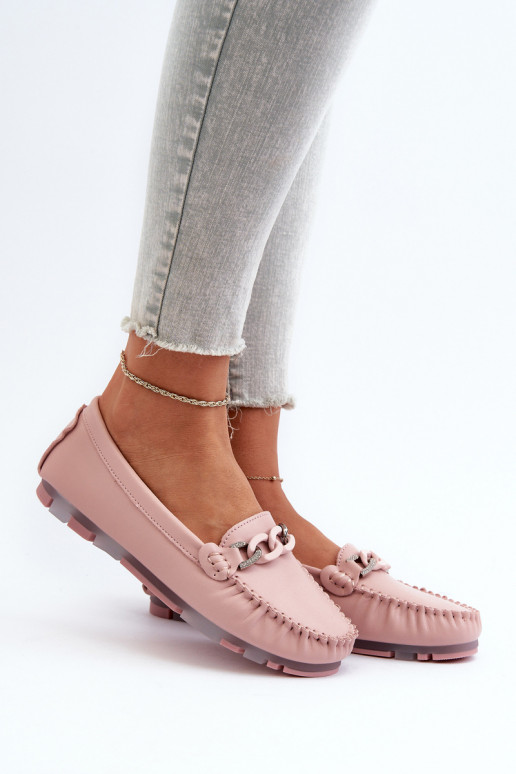damesmocassins met ornamenten roze kleur S.Barski LR339 damesmocassins met ornamenten roze kleur S.Barski LR339