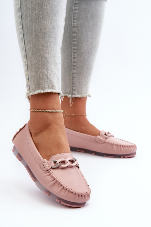 damesmocassins met ornamenten roze kleur S.Barski LR339 damesmocassins met ornamenten roze kleur S.Barski LR339