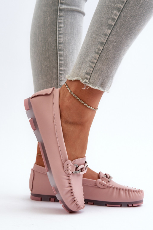 damesmocassins met ornamenten roze kleur S.Barski LR339 damesmocassins met ornamenten roze kleur S.Barski LR339