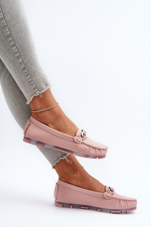 damesmocassins met ornamenten roze kleur S.Barski LR339 damesmocassins met ornamenten roze kleur S.Barski LR339