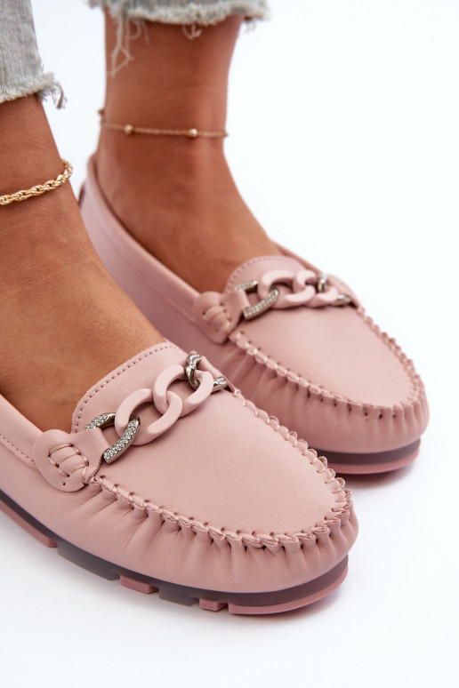 damesmocassins met ornamenten roze kleur S.Barski LR339 damesmocassins met ornamenten roze kleur S.Barski LR339