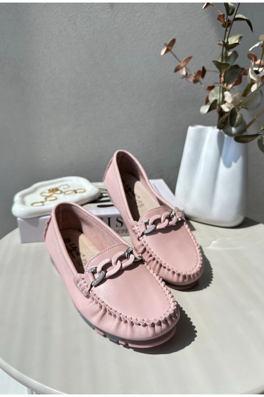damesmocassins met ornamenten roze kleur S.Barski LR339 damesmocassins met ornamenten roze kleur S.Barski LR339