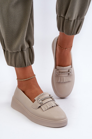 damesmocassins met platform beige S.Barski LR590