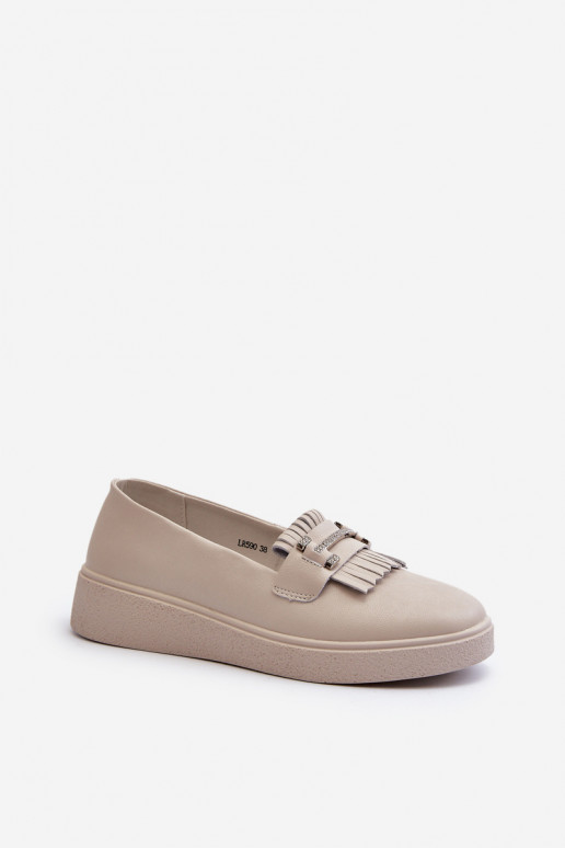 damesmocassins met platform beige S.Barski LR590