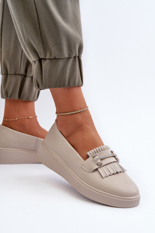 damesmocassins met platform beige S.Barski LR590