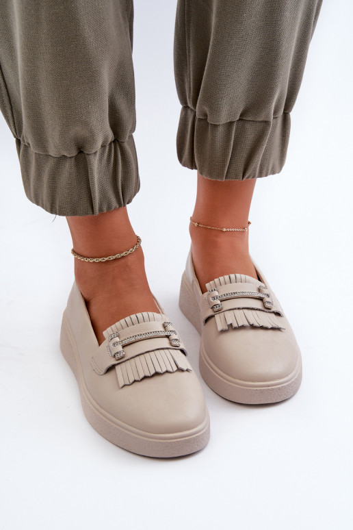 damesmocassins met platform beige S.Barski LR590