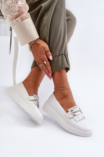 damesmocassins met platform in witte kleur S.Barski LR590 2