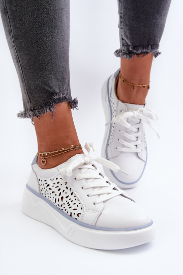 met opengewerkte elementen Sneakers model schoenen met plateau in witte kleur Peilaeno
