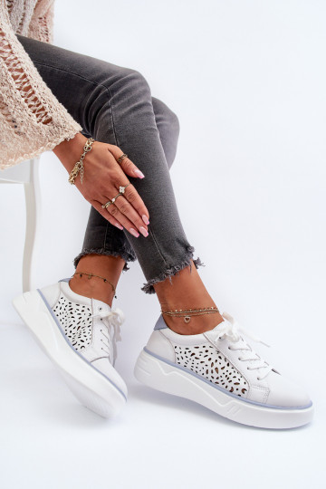 met opengewerkte elementen Sneakers model schoenen met plateau in witte kleur Peilaeno 2
