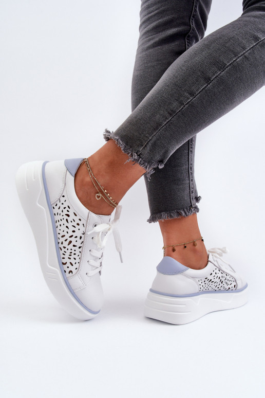 met opengewerkte elementen Sneakers model schoenen met plateau in witte kleur Peilaeno