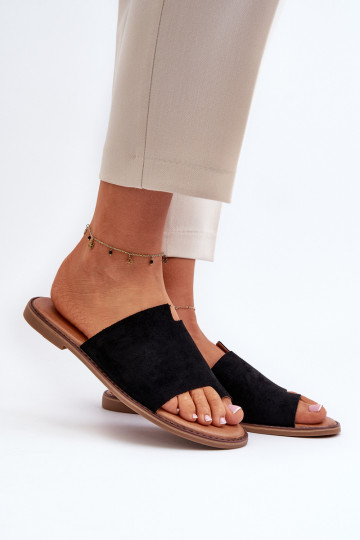 suède pantoffels zwart kleur Amite