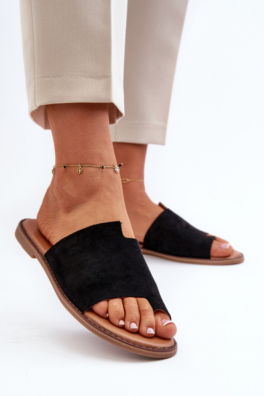 suède pantoffels zwart kleur Amite suède pantoffels zwart kleur Amite