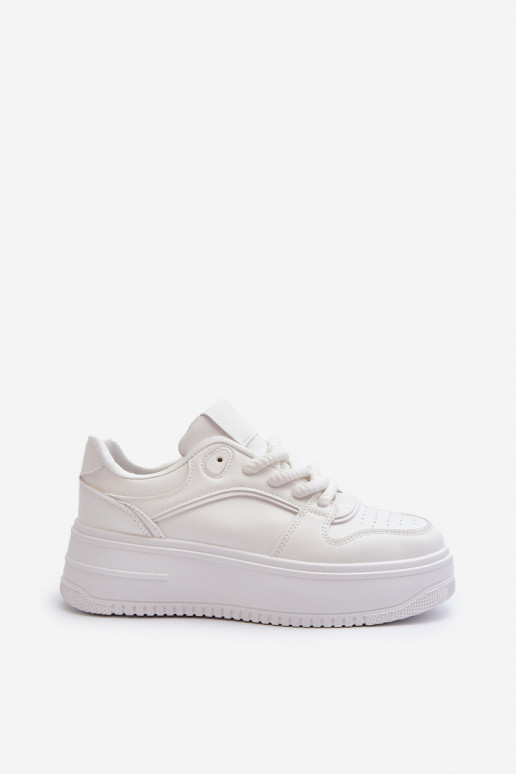 Sneakers model schoenen met een platform gemaakt van ecoleer in de witte kleur Vhisper Sneakers model schoenen met een platform gemaakt van ecoleer in de witte kleur Vhisper