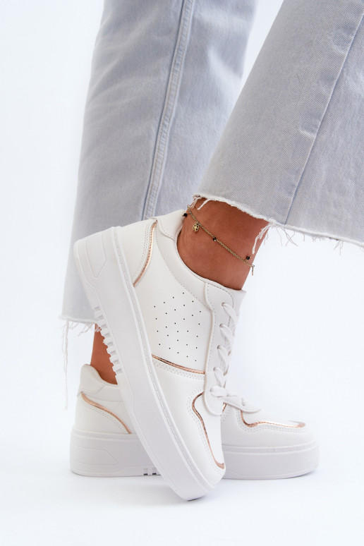 Sneakers model schoenen met plateau in witte kleur Tessama Sneakers model schoenen met plateau in witte kleur Tessama