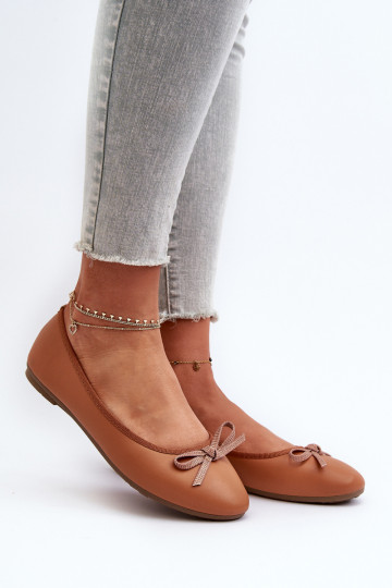 Ballerina's Eko met linten bruine kleur Sandelal 2