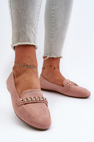 Glittermocassins met kettingen in roze Aredilla