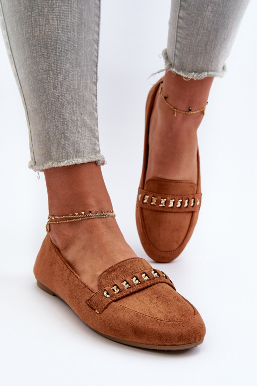 Glanzende mocassins met kettingen in bruin Aredilla Glanzende mocassins met kettingen in bruin Aredilla
