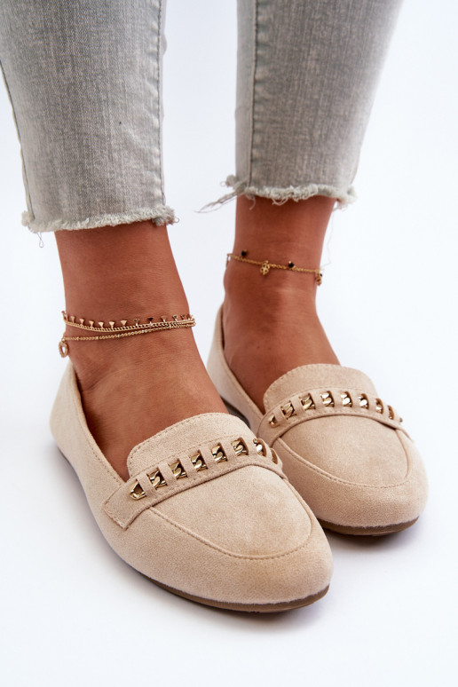 Sprankelende mocassins met kettingen in beige Aredilla Sprankelende mocassins met kettingen in beige Aredilla