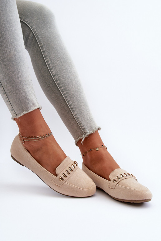 Sprankelende mocassins met kettingen in beige Aredilla Sprankelende mocassins met kettingen in beige Aredilla