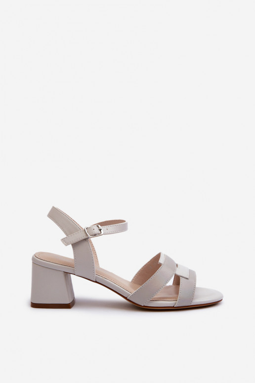 Damessandalen met hakken gemaakt van ecoleer Sergio Leone SK894 grijze kleur