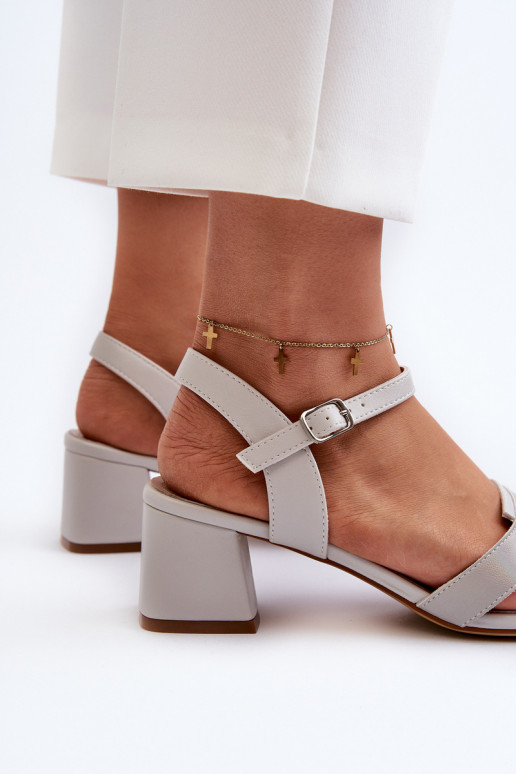 Damessandalen met hakken gemaakt van ecoleer Sergio Leone SK894 grijze kleur