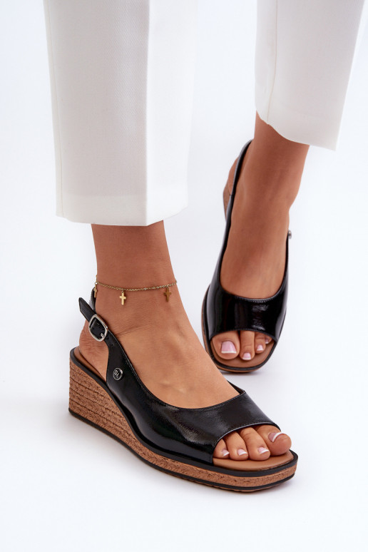 met lakeffect Platformsandalen Sergio Leone SK301 zwarte kleur met lakeffect Platformsandalen Sergio Leone SK301 zwarte kleur