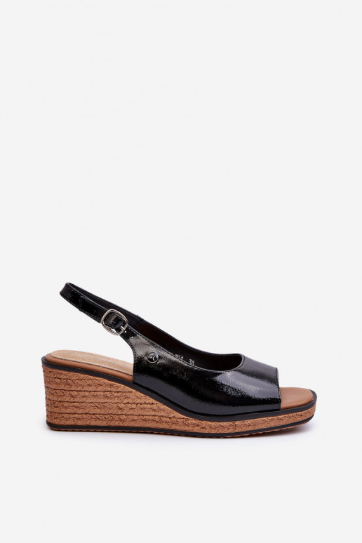 met lakeffect Platformsandalen Sergio Leone SK301 zwarte kleur met lakeffect Platformsandalen Sergio Leone SK301 zwarte kleur