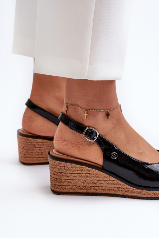 met lakeffect Platformsandalen Sergio Leone SK301 zwarte kleur met lakeffect Platformsandalen Sergio Leone SK301 zwarte kleur
