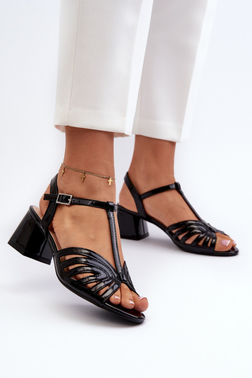 met lakeffect Elegante sandalen met hoge hakken Sergio Leone SK880 zwarte kleur